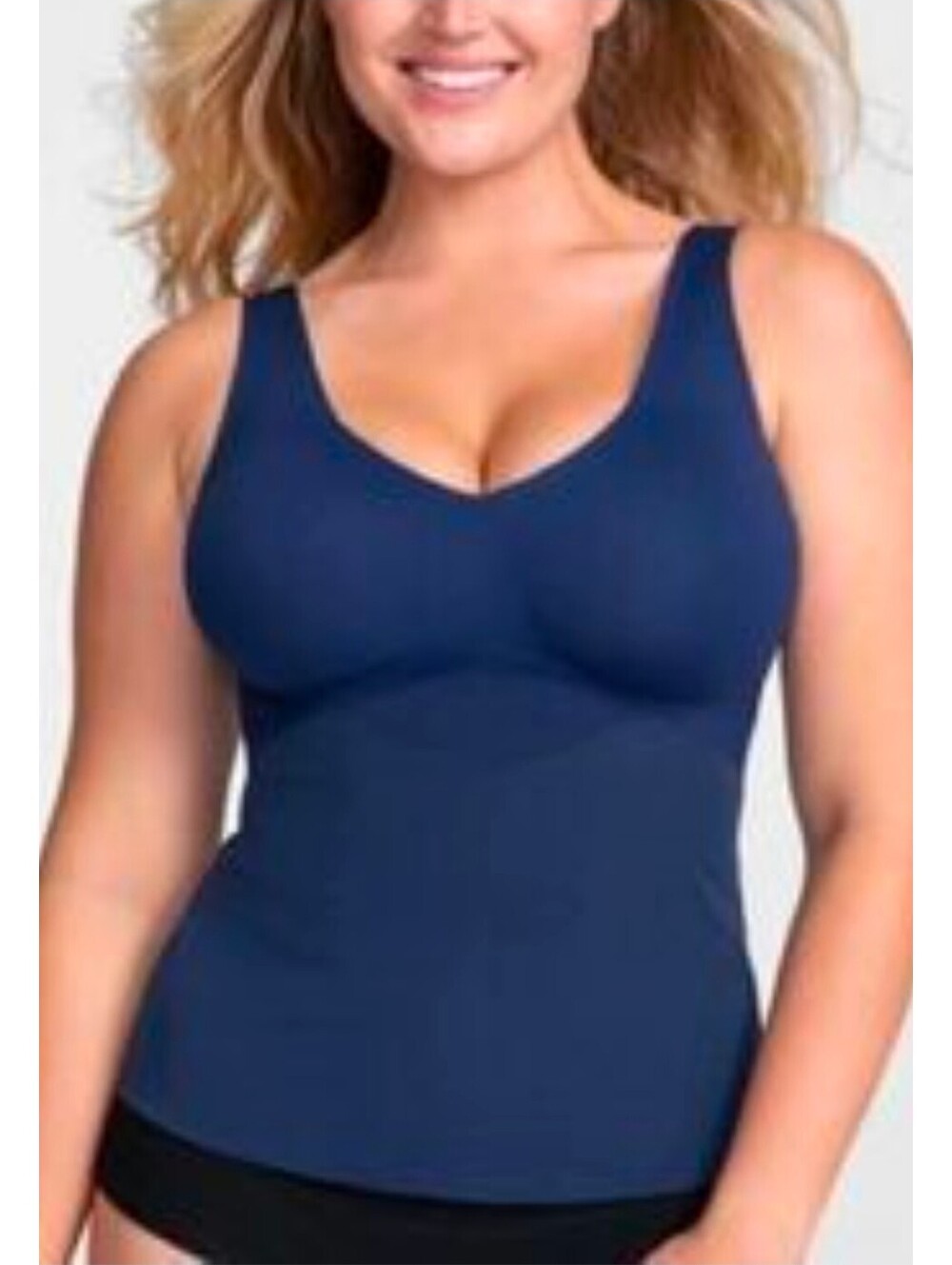 Honeylove LiftWear Tank Navy Blue Wireless Shapewear Built-In Bra 1X
